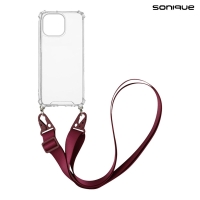 Θήκη Σιλικόνης με Strap Sonique Armor Clear Apple iPhone 14 Pro Max Μπορντώ