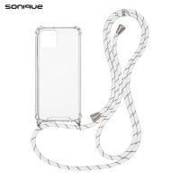 Θήκη Σιλικόνης με Κορδόνι Sonique Armor Clear Apple iPhone 11 Pro Rainbow Λευκό
