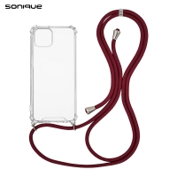 Θήκη Σιλικόνης με Κορδόνι Sonique Armor Clear Apple iPhone 14 Plus Μπορντό
