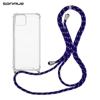 Θήκη Σιλικόνης με Κορδόνι Sonique Armor Clear Apple iPhone 14 Plus Rainbow Μπλε