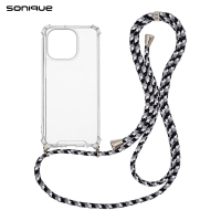 Θήκη Σιλικόνης με Κορδόνι Sonique Armor Clear Apple iPhone 14 Pro Rainbow Μαύρο