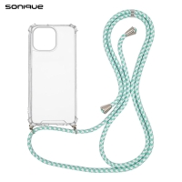 Θήκη Σιλικόνης με Κορδόνι Sonique Armor Clear Apple iPhone 14 Pro Max Rainbow Βεραμάν