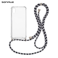 Θήκη Σιλικόνης με Κορδόνι Sonique Armor Clear Apple iPhone X / iPhone XS Rainbow Μαύρο