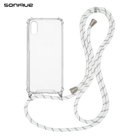 Θήκη Σιλικόνης με Κορδόνι Sonique Armor Clear Apple iPhone XR Rainbow Λευκό