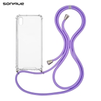 Θήκη Σιλικόνης με Κορδόνι Sonique Armor Clear Apple iPhone XS MAX Λιλά