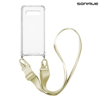 Θήκη Σιλικόνης με Strap Sonique Armor Clear Samsung Galaxy S10 Μπεζ