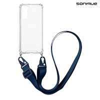Θήκη Σιλικόνης με Strap Sonique Armor Clear Samsung Galaxy S21 Μπλε Σκούρο
