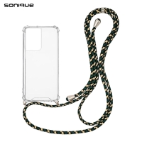Θήκη Σιλικόνης με Κορδόνι Sonique Armor Clear Samsung Galaxy S21 Ultra Rainbow Πράσινο