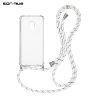 Θήκη Σιλικόνης με Κορδόνι Sonique Armor Clear Samsung Galaxy S9 Rainbow Λευκό
