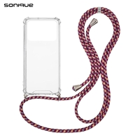 Θήκη Σιλικόνης με Κορδόνι Sonique Armor Clear Xiaomi Poco C40 Rainbow Μπορντό