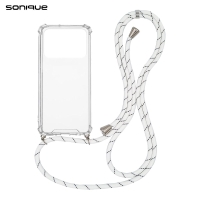 Θήκη Σιλικόνης με Κορδόνι Sonique Armor Clear Xiaomi Poco C40 Rainbow Λευκό