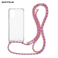 Θήκη Σιλικόνης με Κορδόνι Sonique Armor Clear Xiaomi Poco M5 Rainbow Κοραλλί