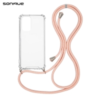 Θήκη Σιλικόνης με Κορδόνι Sonique Armor Clear Xiaomi Redmi Note 10 5G / Poco M3 Pro 5G Ροζ