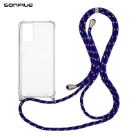 Θήκη Σιλικόνης με Κορδόνι Sonique Armor Clear Xiaomi Redmi Note 10 / Redmi Note 10s / Poco M5s Rainbow Μπλε