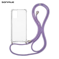 Θήκη Σιλικόνης με Κορδόνι Sonique Armor Clear Xiaomi Redmi Note 10 / Redmi Note 10s / Poco M5s Rainbow Λιλά