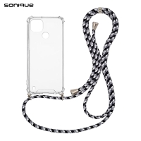 Θήκη Σιλικόνης με Κορδόνι Sonique Armor Clear Realme C21 Rainbow Μαύρο