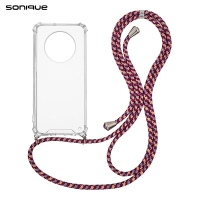 Θήκη Σιλικόνης με Κορδόνι Sonique Armor Clear Huawei Nova Y90 Rainbow Μπορντό