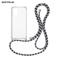 Θήκη Σιλικόνης με Κορδόνι Sonique Armor Clear Realme 8 5G Rainbow Μαύρο