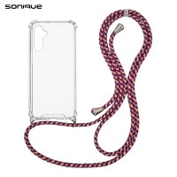 Θήκη Σιλικόνης με Κορδόνι Sonique Armor Clear Samsung Galaxy A14 4G / Galaxy A14 5G Rainbow Μπορντό