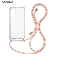 Θήκη Σιλικόνης με Κορδόνι Sonique Armor Clear Samsung Galaxy S23 Ροζ Σατινέ