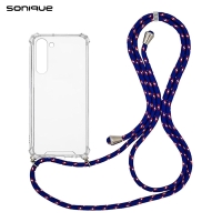 Θήκη Σιλικόνης με Κορδόνι Sonique Armor Clear Samsung Galaxy S23 Plus Rainbow Μπλε