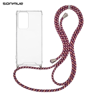 Θήκη Σιλικόνης με Κορδόνι Sonique Armor Clear Samsung Galaxy S23 Ultra Rainbow Μπορντό