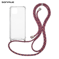 Θήκη Σιλικόνης με Κορδόνι Sonique Armor Clear Xiaomi Redmi A1 / Redmi A2 Rainbow Μπορντό