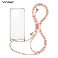 Θήκη Σιλικόνης με Κορδόνι Sonique Armor Clear Xiaomi Redmi 12C Ροζ Σατινέ
