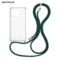 Θήκη Σιλικόνης με Κορδόνι Sonique Armor Clear Apple iPhone 15 Pro Max Πράσινο Σκούρο