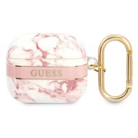 Θήκη Σιλικόνης Guess Marble Strap για Apple AirPods 3 Ροζ Χρυσό