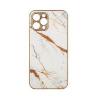 GKK Electroplate Marble Glass Case Apple iPhone 12 Pro Λευκό