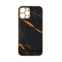 GKK Electroplate Marble Glass Case Apple iPhone 12 Pro Max Μαύρο