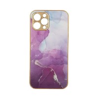 GKK Electroplate Marble Glass Case Apple iPhone 12 Pro Max Βιολετί