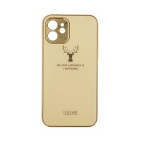 GKK Electroplate Glass Case Apple iPhone 12 Rendeer Μπεζ