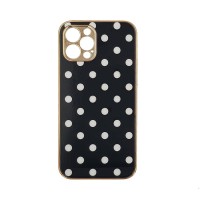 GKK Electroplate Glass Case Apple iPhone 12 Pro Max Πουά Μαύρο