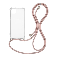 Θήκη Σιλικόνης με Κορδόνι Sonique Armor Clear Samsung Galaxy A22 5G Ροζ Χρυσό Σατινέ