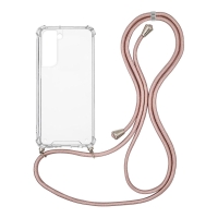 Θήκη Σιλικόνης με Κορδόνι Sonique Armor Clear Samsung Galaxy S21 FE Ροζ Χρυσό Σατινέ
