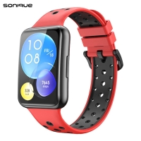 Λουράκι Σιλικόνης Sport Band Sonique για Huawei Fit 2 Active Κόκκινο/Μαύρο