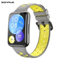 Λουράκι Σιλικόνης Sport Band Sonique για Huawei Fit 2 Active Γκρι Ανοιχτό/Κίτρινο