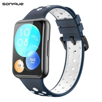 Λουράκι Σιλικόνης Sport Band Sonique για Huawei Fit 2 Active Μπλε Σκούρο/Λευκό