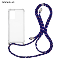 Θήκη Σιλικόνης με Κορδόνι Sonique Armor Clear Xiaomi Redmi 9T Rainbow Μπλε