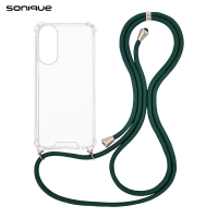 Θήκη Σιλικόνης με Κορδόνι Sonique Armor Clear Samsung Galaxy S25 Edge Πράσινο Σκούρο