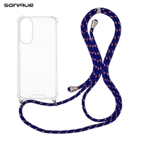 Θήκη Σιλικόνης με Κορδόνι Sonique Armor Clear Samsung Galaxy S25 Edge Rainbow Μπλε