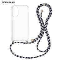 Θήκη Σιλικόνης με Κορδόνι Sonique Armor Clear Samsung Galaxy S25 Edge Rainbow Μαύρο