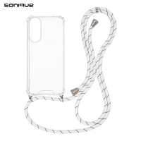 Θήκη Σιλικόνης με Κορδόνι Sonique Armor Clear Samsung Galaxy S25 Edge Rainbow Λευκό