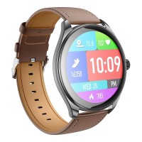 Smartwatch HOCO Y22 Brown Leather Strap Μαύρο