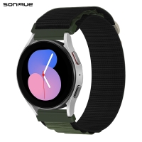 Λουράκι Nylon Alpine Loop Band Sonique 22mm για Samsung, Huawei, Amazfit, Xiaomi, Honor Μαύρο / Χακί