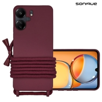 Θήκη Σιλικόνης με Κορδόνι CarryHang Sonique Xiaomi Redmi 13C 4G / Redmi 13C 5G / Poco C65 4G Μπορντώ