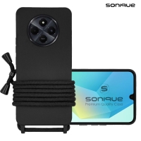 Θήκη Σιλικόνης με Κορδόνι CarryHang Sonique Xiaomi Redmi 14C 4G / Poco C75 4G / Redmi A4 5G Μαύρο