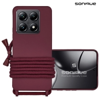 Θήκη Σιλικόνης με Κορδόνι CarryHang Sonique Xiaomi Xiaomi 14T Pro Μπορντώ